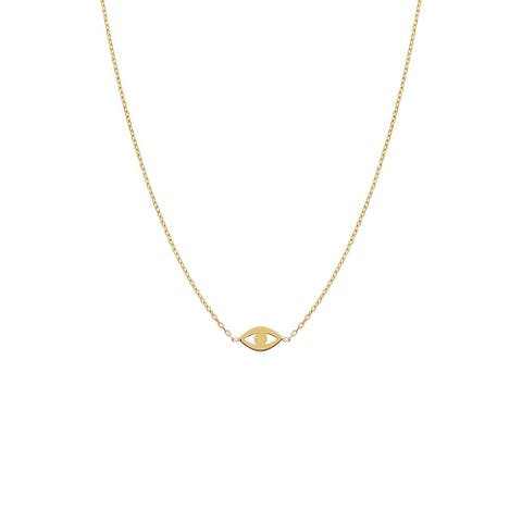 Mini Solid Evil Eye Necklace 14K