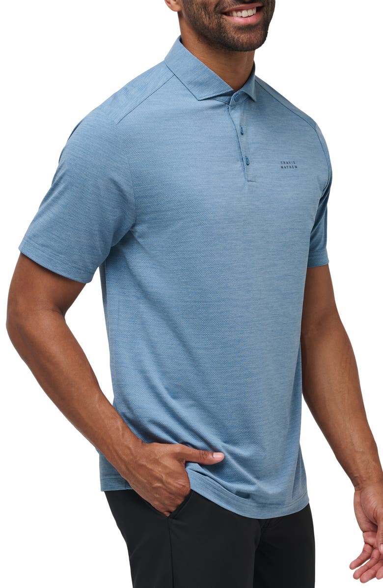 TravisMathew Heater Pro Performance Golf Polo, Alternate, color, Heather Copen Blue