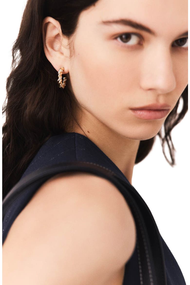 Twisted rhinestone hoop earrings, Alternate, color, Gold