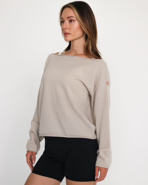 Rebody Active Romy Off Shoulder Cashmere Sweater In Gray