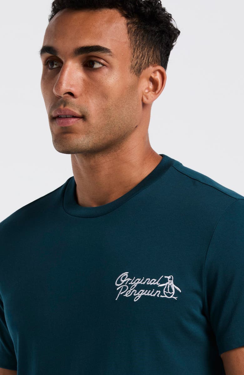 Original Penguin Poker Logo Embroidered Graphic T-Shirt, Alternate, color, Refelecting Pond