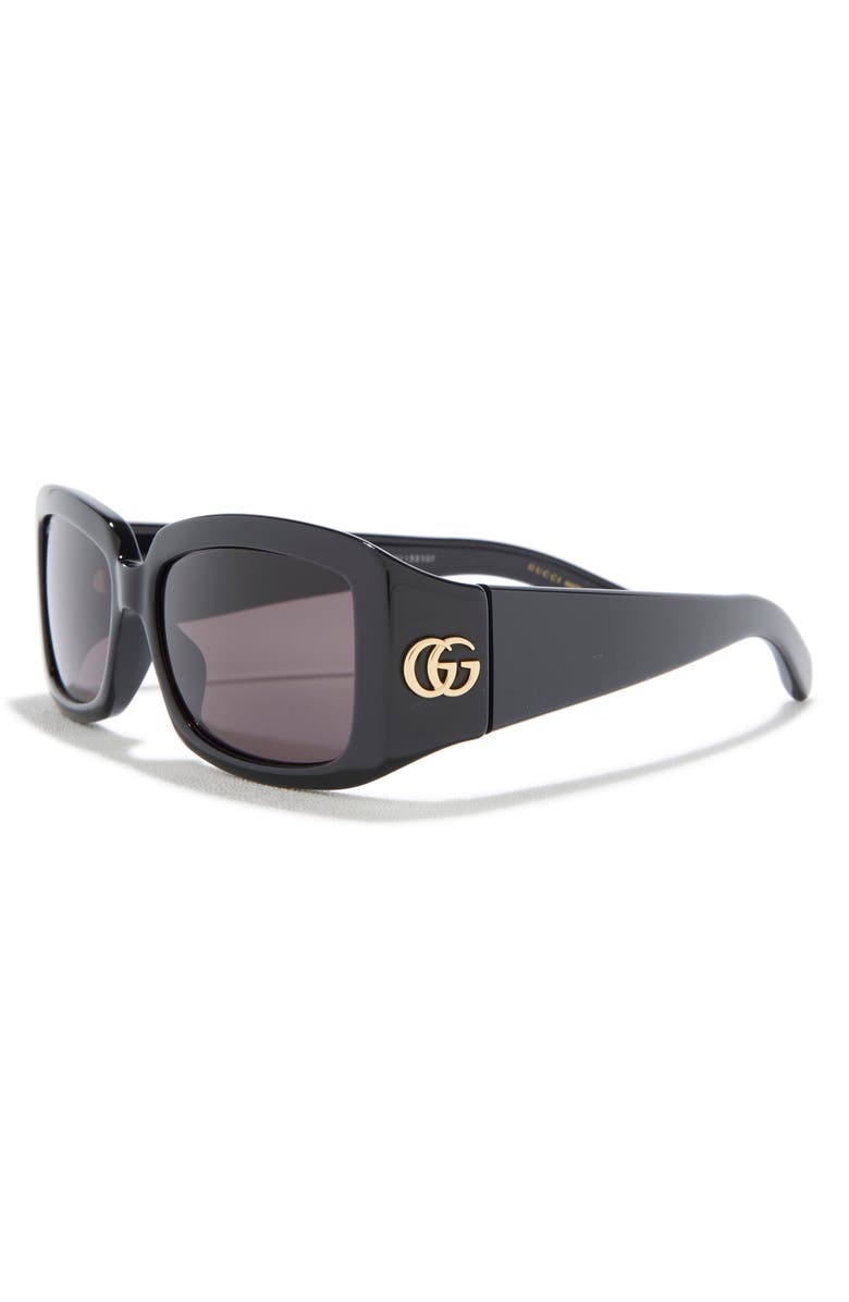 Gucci 54mm Rectangular Sunglasses, Alternate, color, Black Black Grey