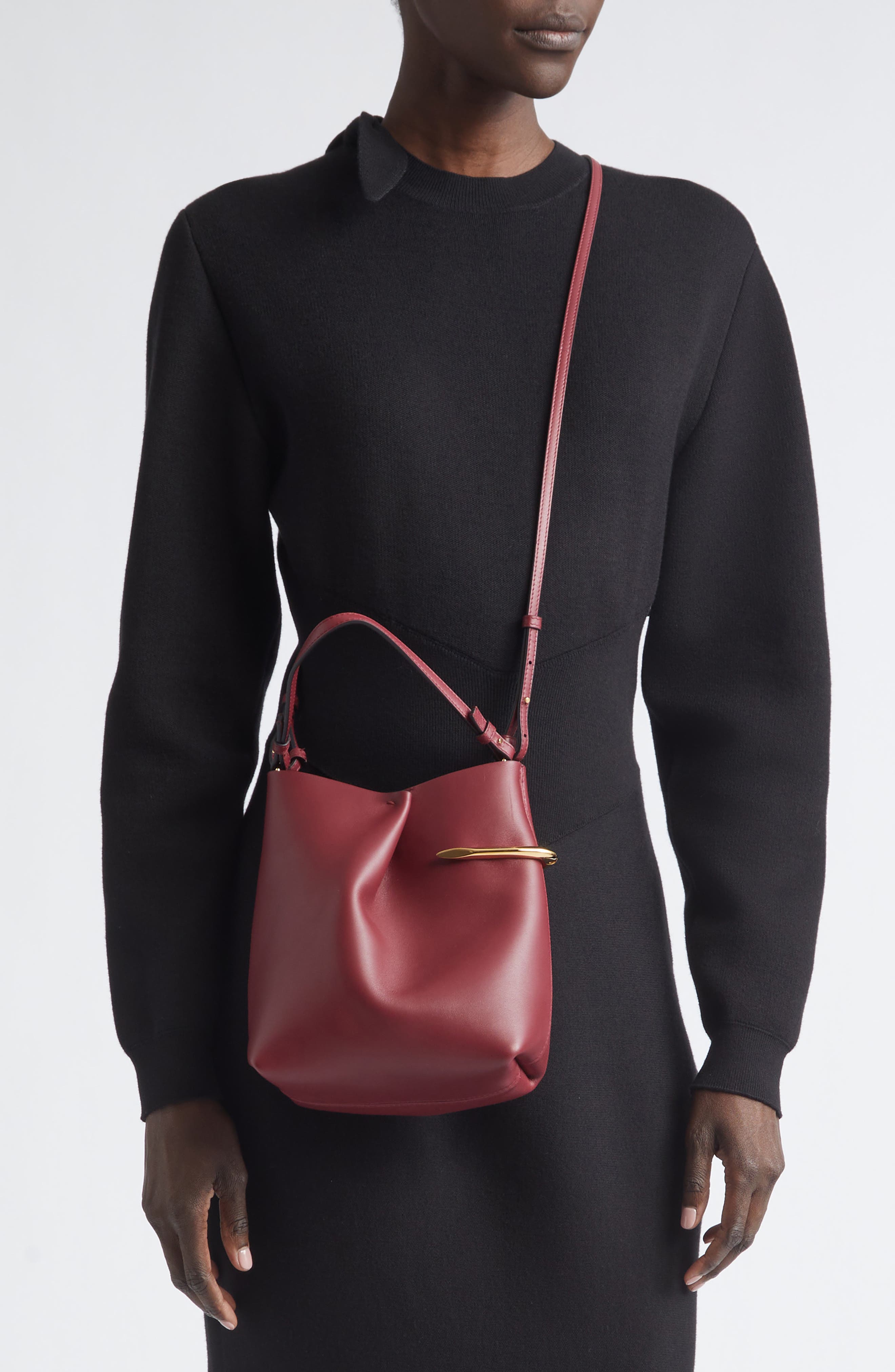 Mini Pinch Me Leather Tote, Alternate, color, AUBERGINE