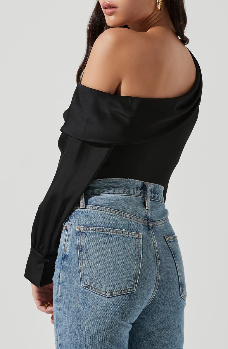 ASTR the Label One-Shoulder Satin Long Sleeve Top, Alternate, color,