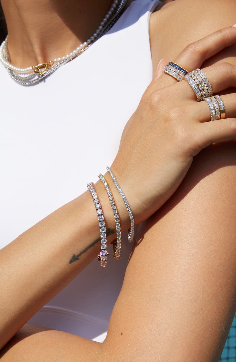 Aurate New York Lab Grown 6ct White Sapphire Tennis Bracelet, Alternate, color, Sterling Silver