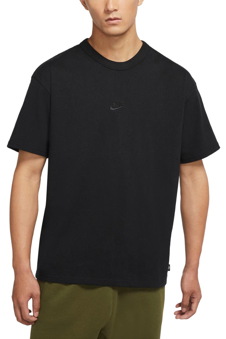 Premium Essential Cotton T-Shirt, Main, color, 010 BLACK/BLACK