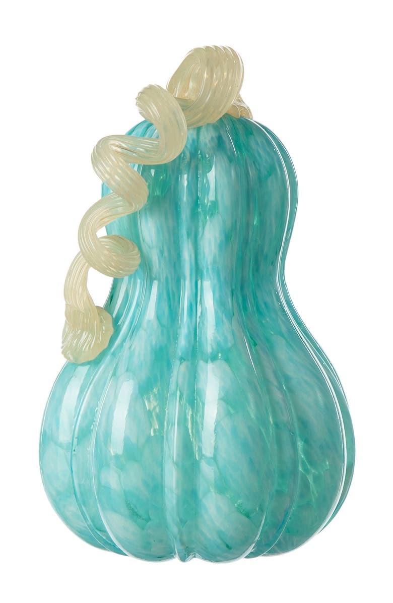 Glitzhome Fall Patterned Glass Gourd Pumpkins, Alternate, color, Blue