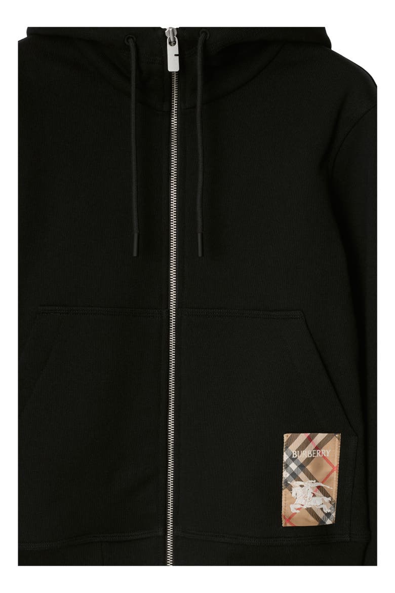 Check Label Cotton Zip Hoodie, Alternate, color, Black
