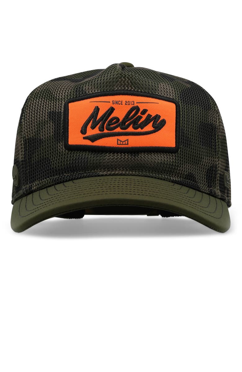 Melin Odyssey Mac Retro Hydro Unstructured Micromesh Snapback Hat, Alternate, color, Olive Camo