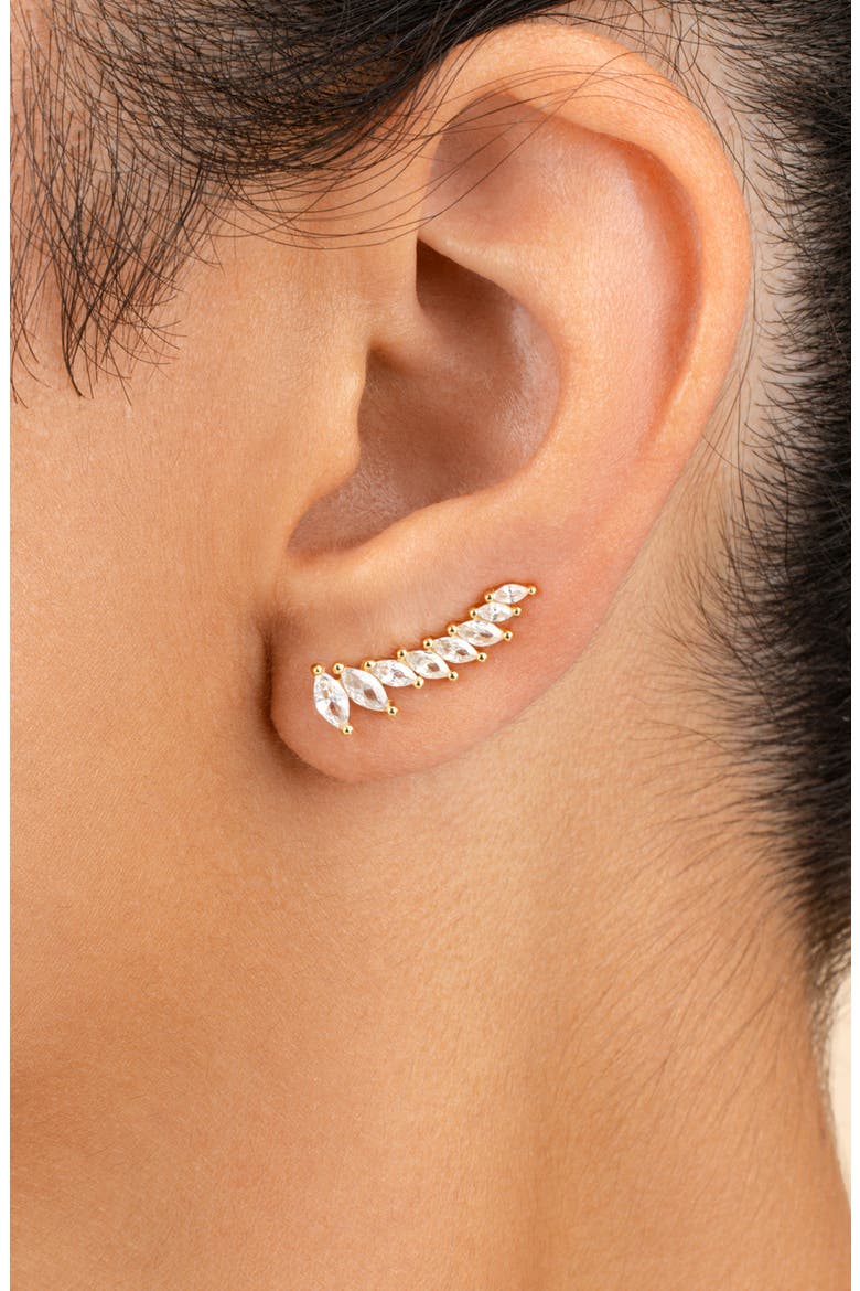 Skye Cubic Zirconia Threader Stud Earring, Alternate, color, GOLD