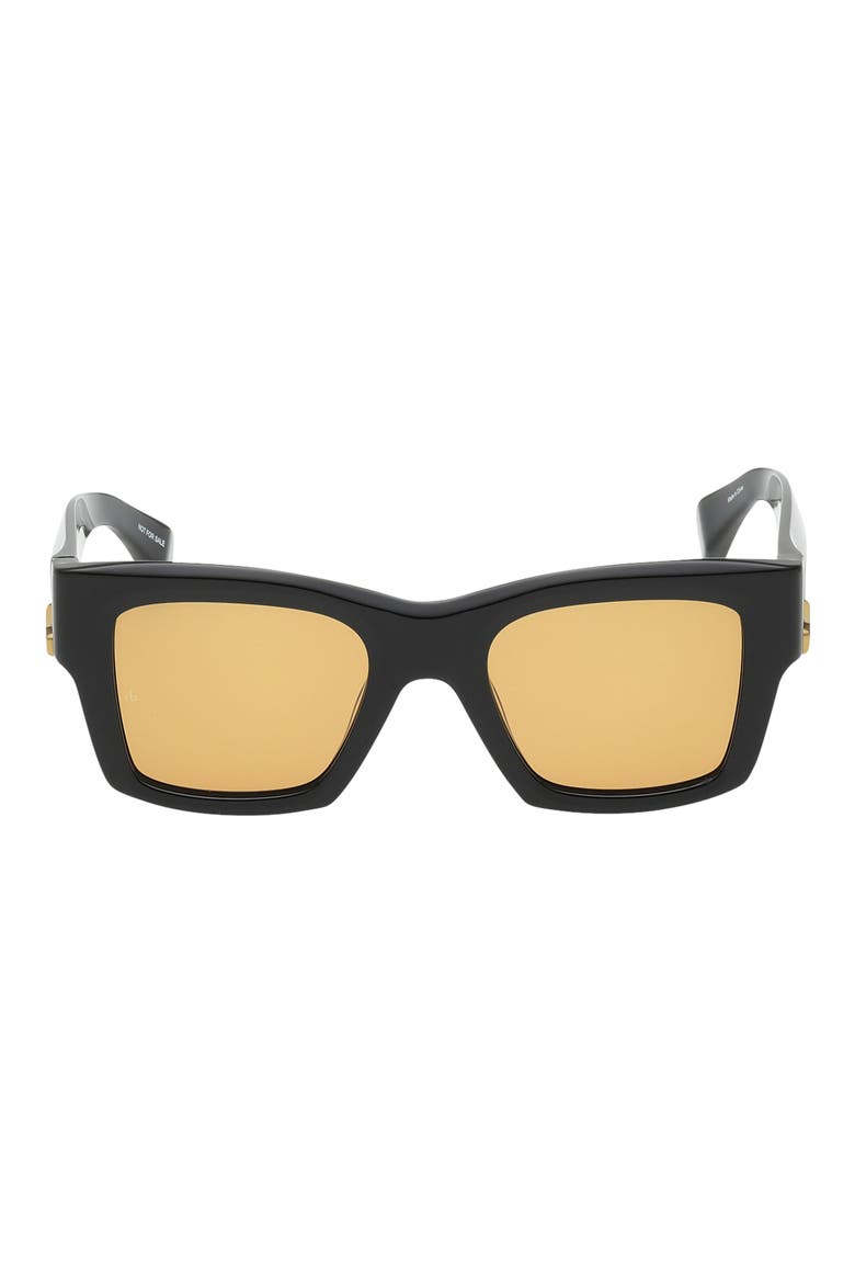 50mm Square Sunglasses, Main, color, SHINY BLACK AMBER LENSES