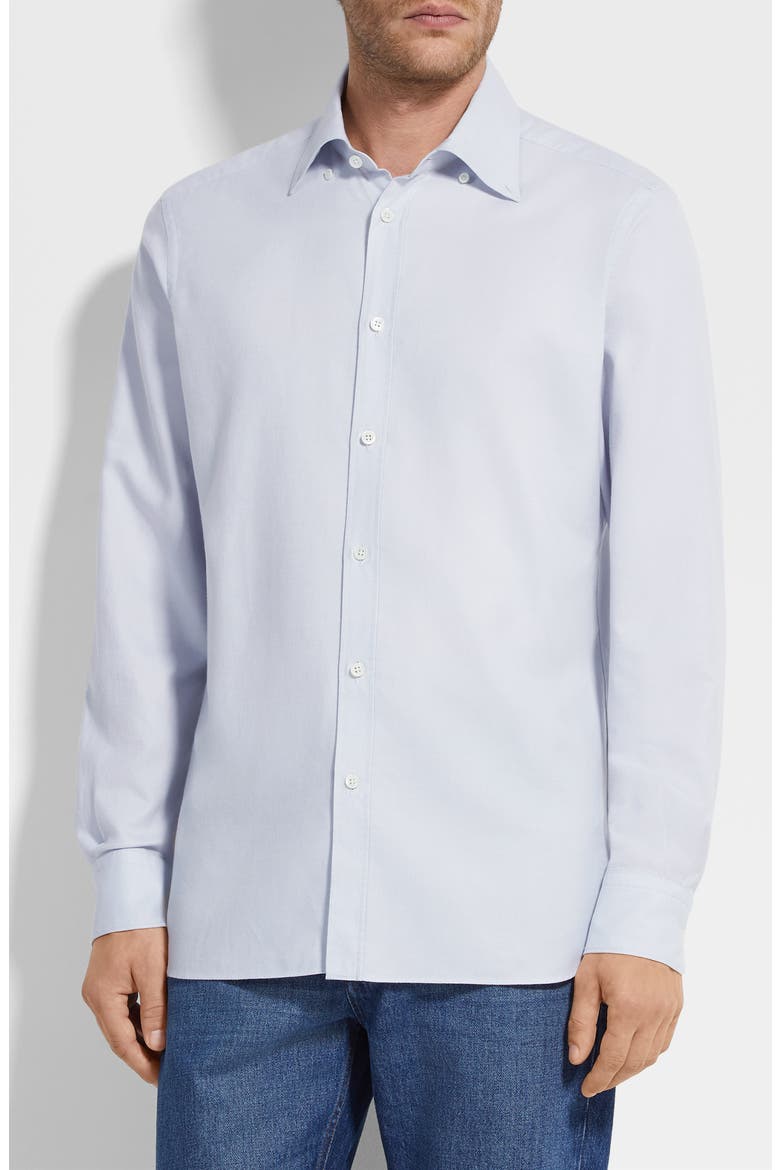 Cashco Cashmere & Cotton Button-Down Shirt, Main, color, LIGHT BLUE
