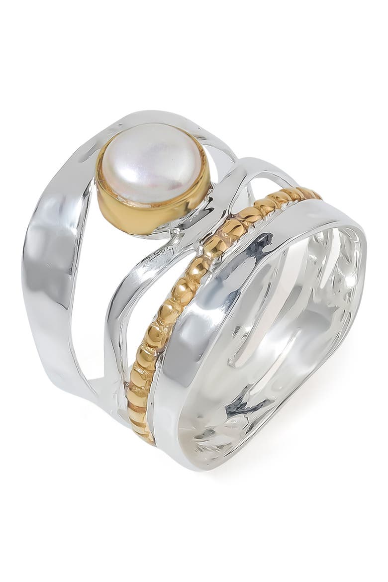 Cultured Pearl Silver Plate Ring, Alternate, color, WHITE
