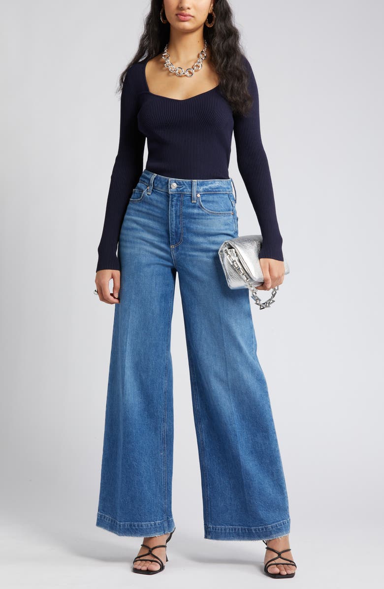 Open Edit Sweetheart Neck Rib Top, Main, color, Navy Baritone