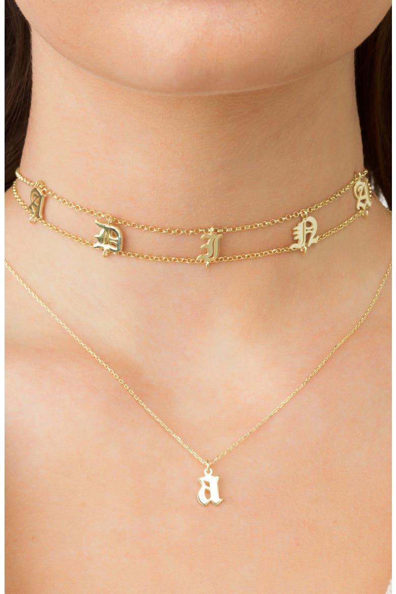 Adina's Jewels Gothic Initial Necklace, Alternate, color, GOLD