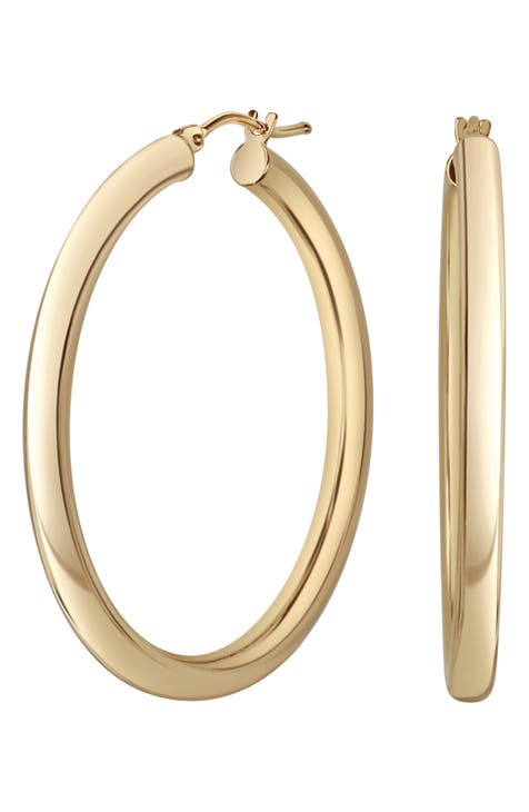 NEW shops NORDSTROM REVOLVE Gold Slim Band Classic Hoops Hoop Earrings Post Jewelry