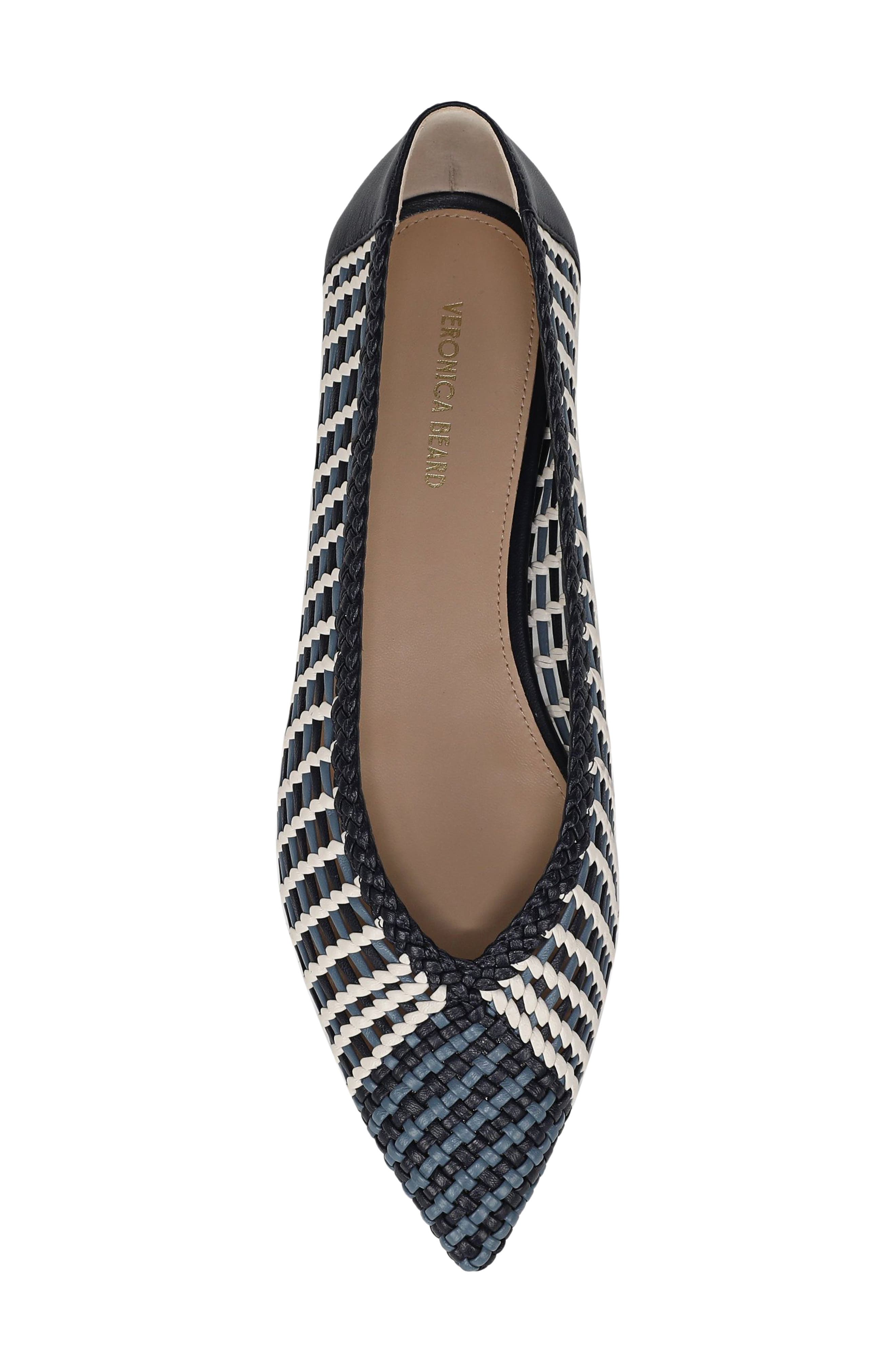 Veronica Beard Bancroft Woven Pointed Toe Flat, Alternate, color, Blue Multi-Dm