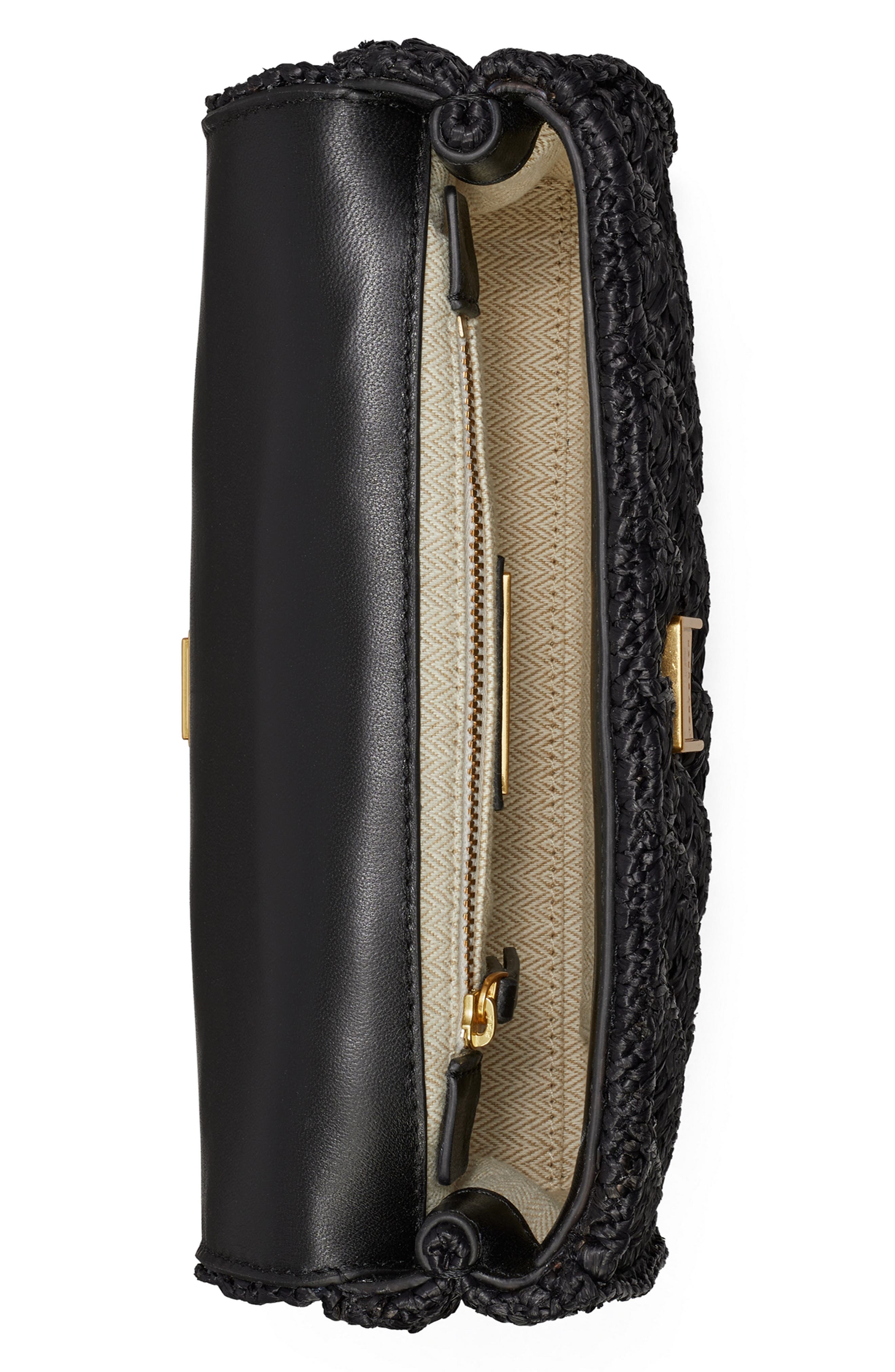 Tory Burch Small Fleming Raffia Crossbody Bag, Alternate, color, 