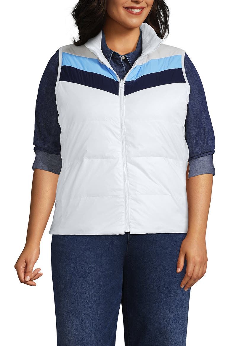 Plus Size Wanderweight Reversible Packable Down Vest, Alternate, color, White/Blue Colorblock