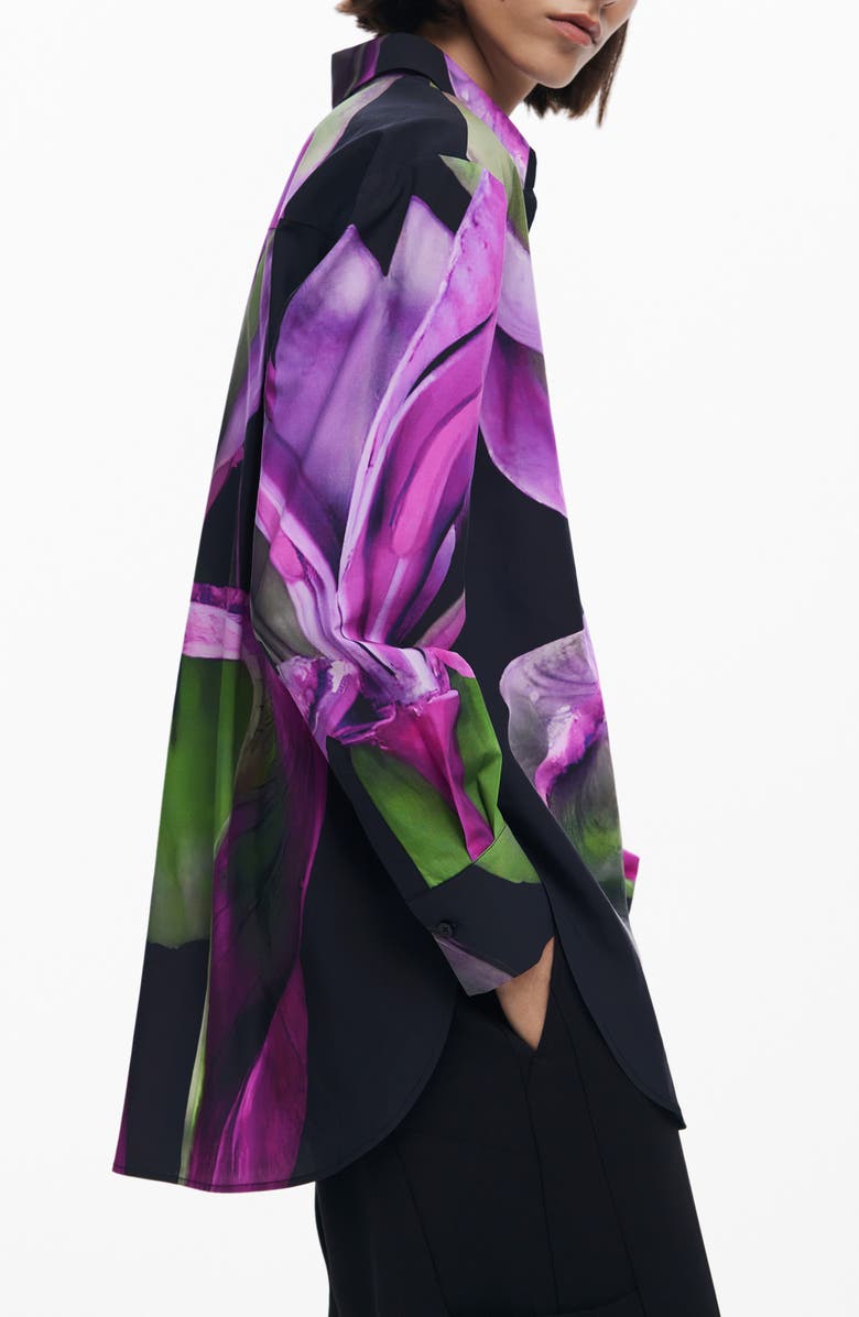 Desigual Print Button-Up Shirt, Alternate, color, Lilac