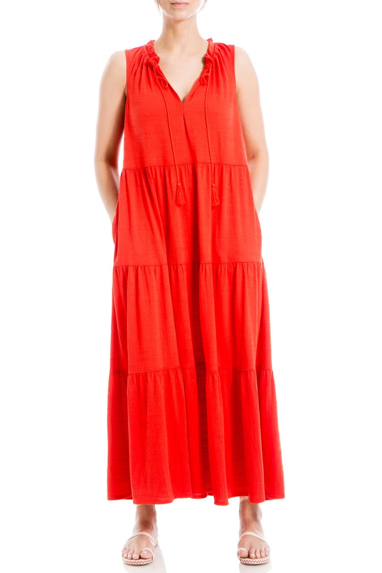 Tie Neck Tiered Jersey Maxi Dress video