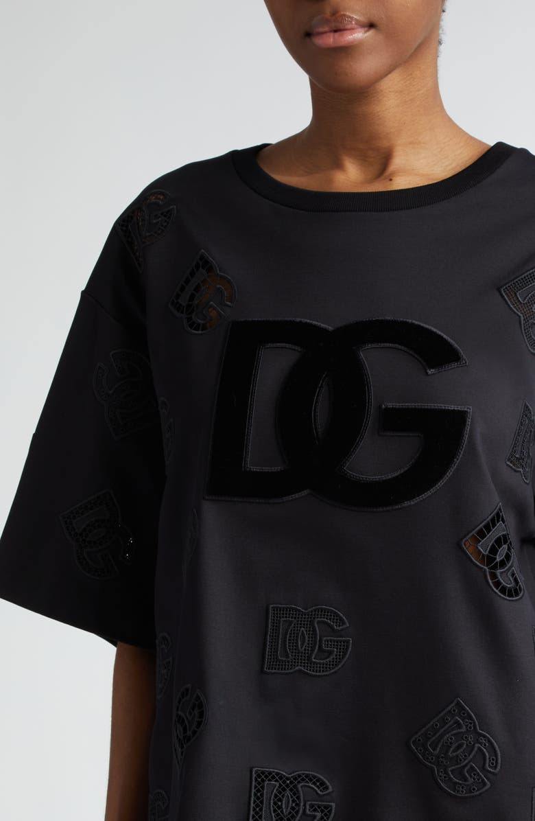 Dolce&Gabbana Logo Appliqué Oversize T-Shirt, Alternate, color, 