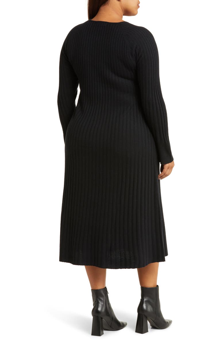 Nordstrom Rib Long Sleeve Wool Blend Midi Sweater Dress, Alternate, color,