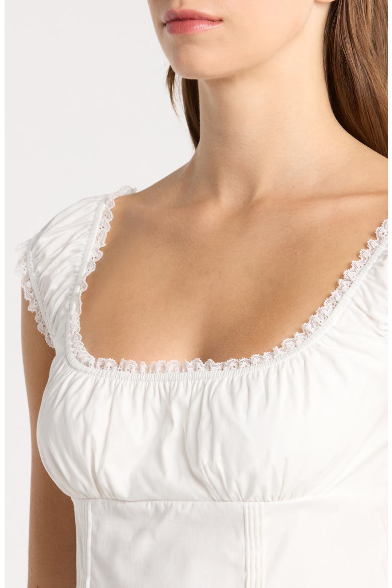Amouret Lace Trim Square Neck Top, Alternate, color, WHITE