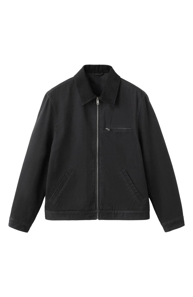 MANGO Cotton Corduroy Jacket, Alternate, color, Black Denim