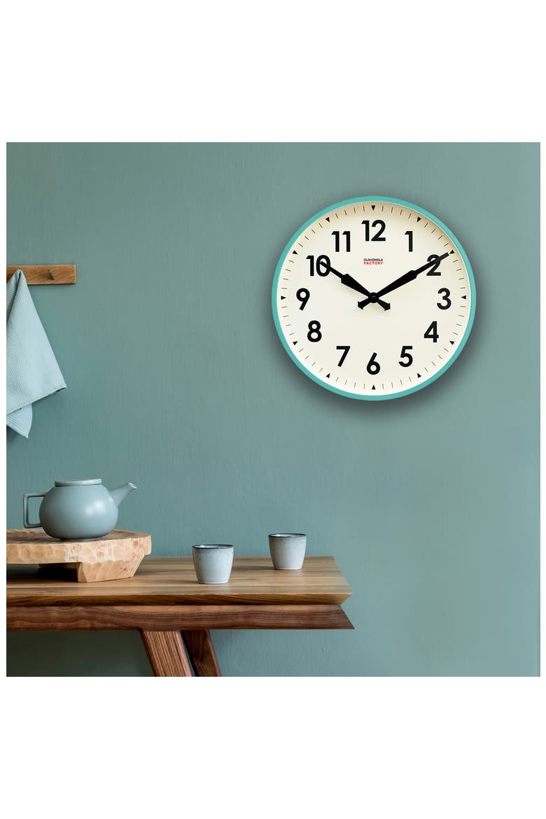Factory Wall Clock (Nordstrom Exclusive), Alternate, color, TURQUOISE