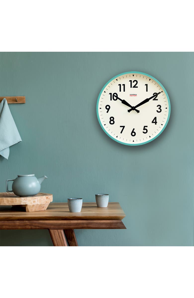 CLOUDNOLA Factory Wall Clock, Alternate, color, Turquoise