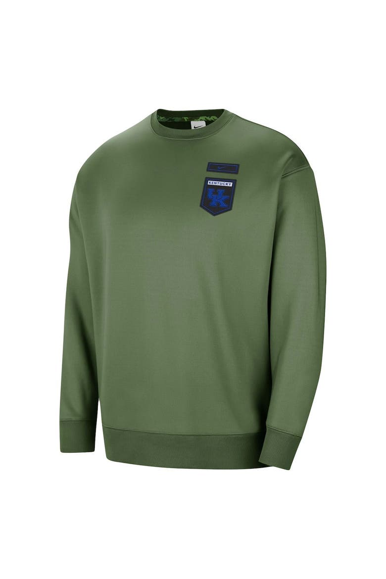 Women's Nike Olive Kentucky Wildcats Military Collection All-Time Performance Crew Pullover Sweatshirt, Alternate, color, Olive