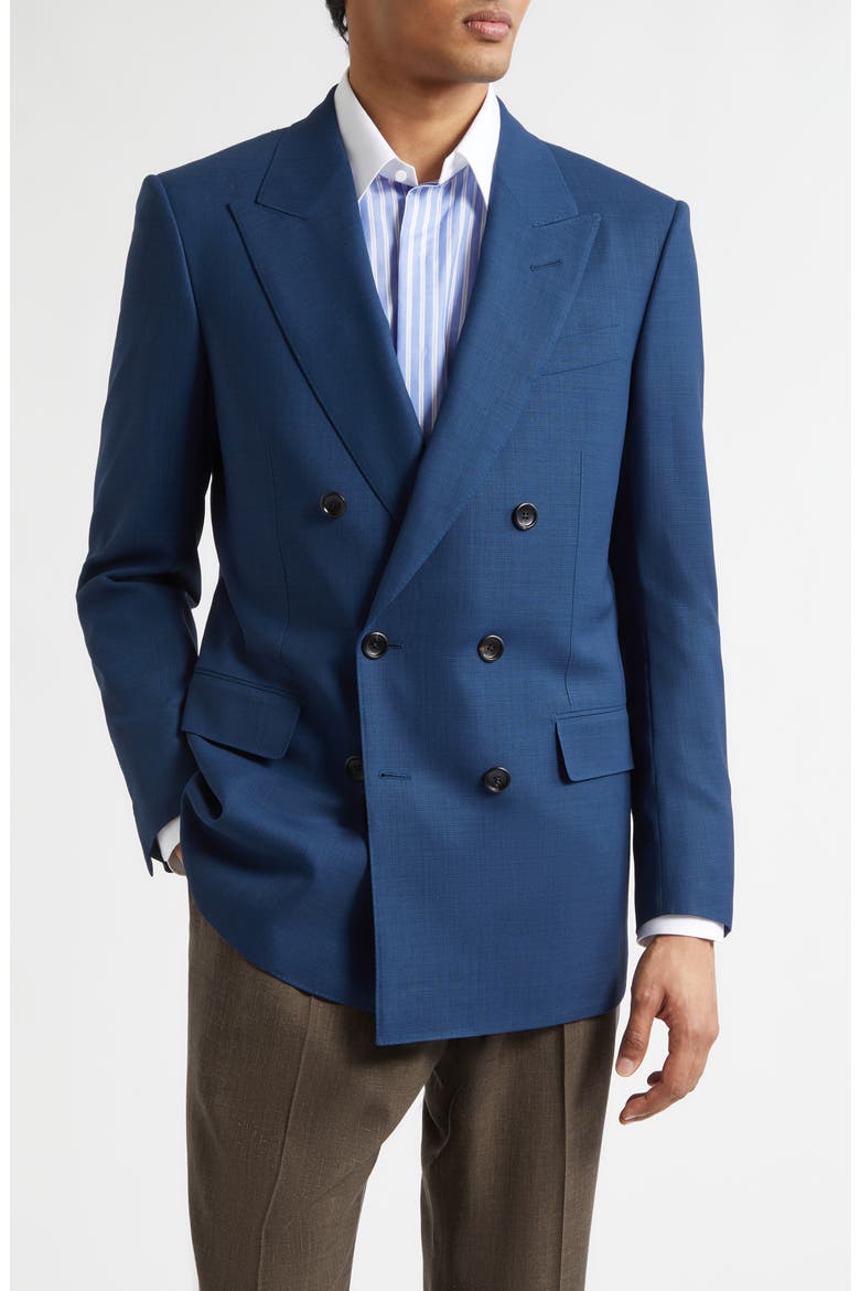 Multiplies Double Breasted Wool Blazer, Main, color, PRUSSIAN BLUE