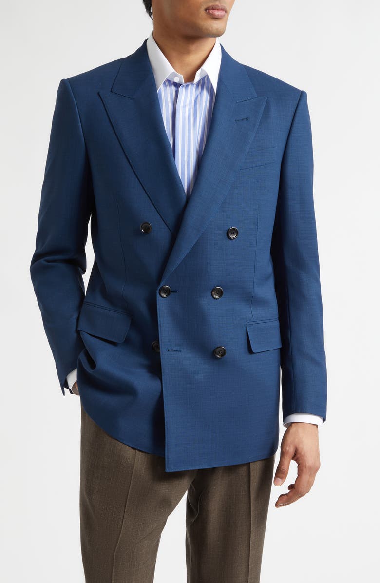 TOM FORD Multiplies Double Breasted Wool Blazer, Main, color, Prussian Blue