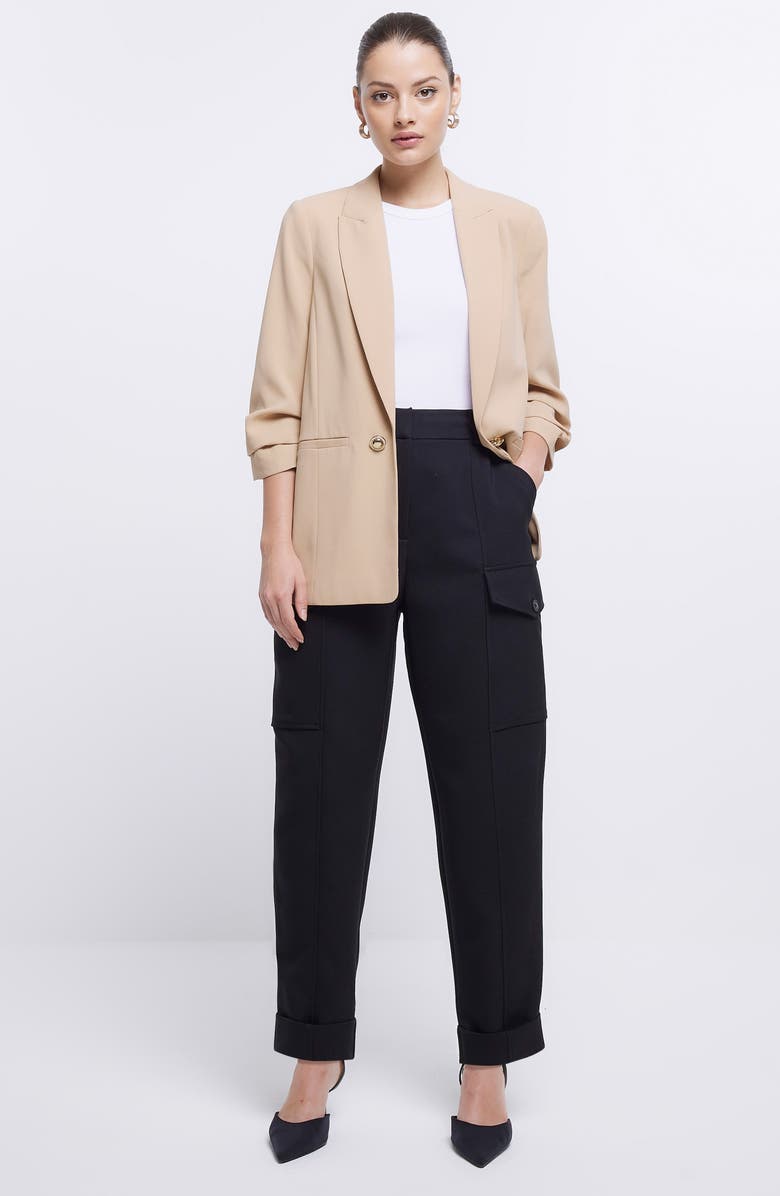 River Island Pleated Sleeve Blazer, Alternate, color, 