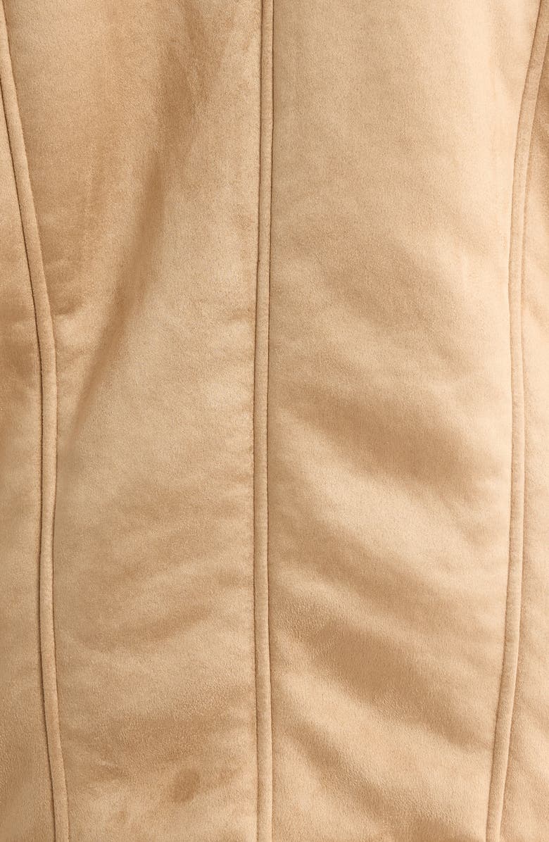 ASOS DESIGN Faux Shearling Shawl Collar Aviator Jacket, Alternate, color, Brown