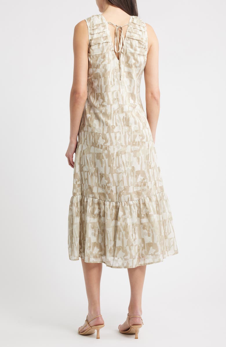 DKNY City Burnout Sleeveless Ruffle Hem Midi Dress, Alternate, color, Broken City Burnout