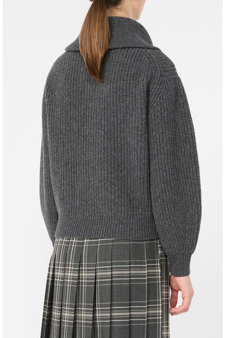 Laser Half Zip Virgin Wool Sweater, Alternate, color, DARK GREY