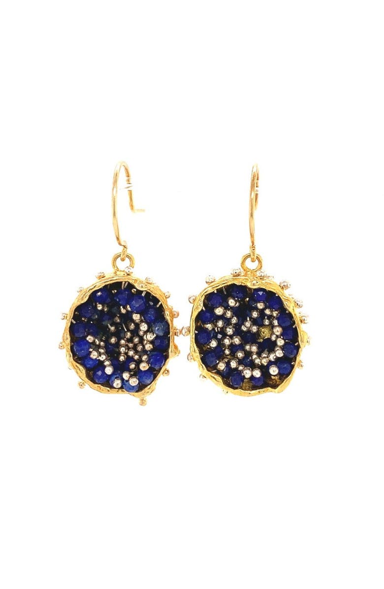 Esin Akan Dance of Stamens Medium Earring, Gold Plated Earring with Lapis Lazuli, Alternate, color, Gold Plated