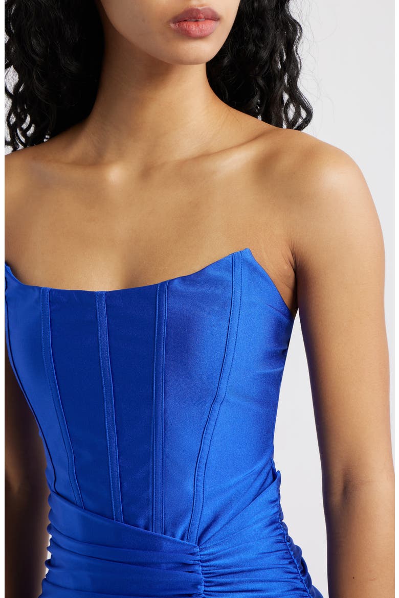 Stretch Satin Corset Gown, Alternate, color, COBALT