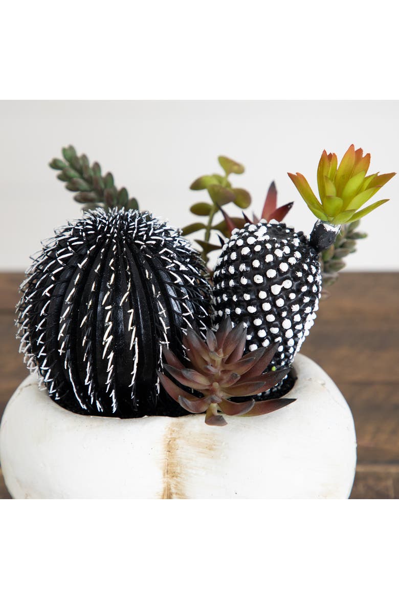 8-in Artificial Halloween Succulent Garden in Double Skull Planter, Alternate, color, White/Purple