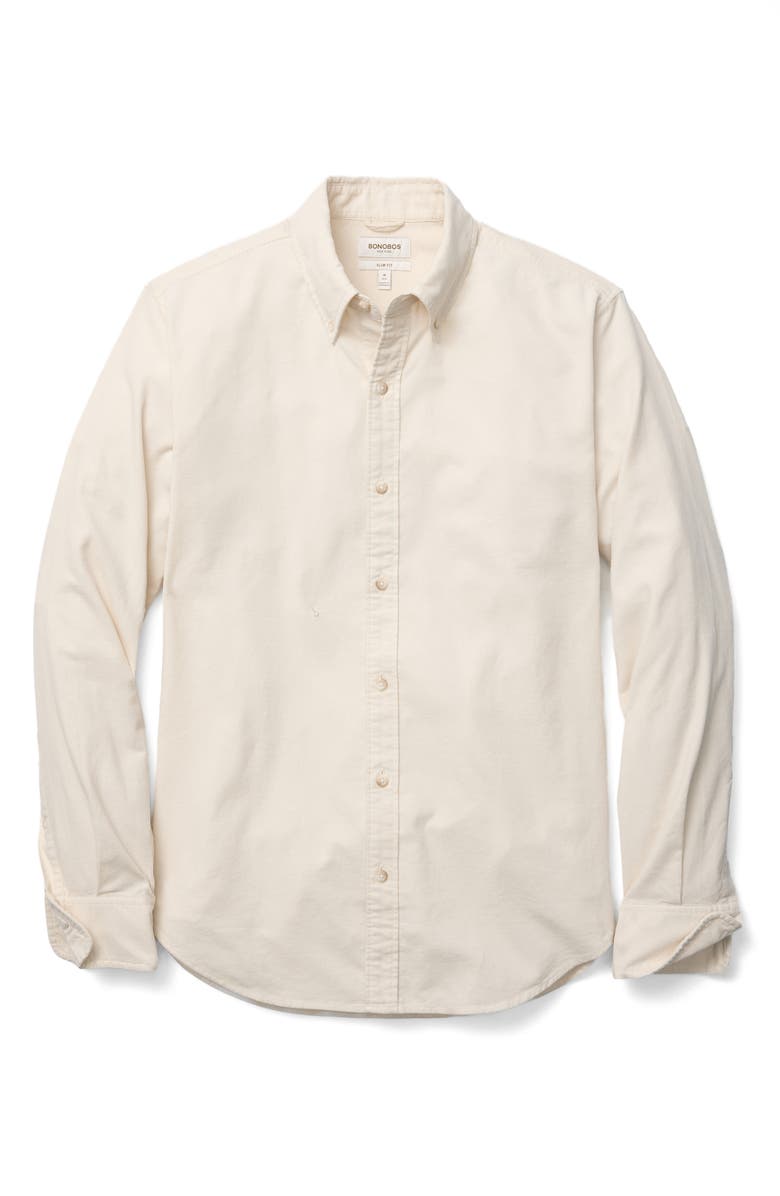 Bonobos Slim Fit Corduroy Button-Down Shirt, Alternate, color, Silver Birch