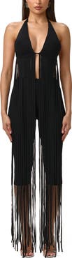 Naked Wardrobe Long Fringe Halter Top