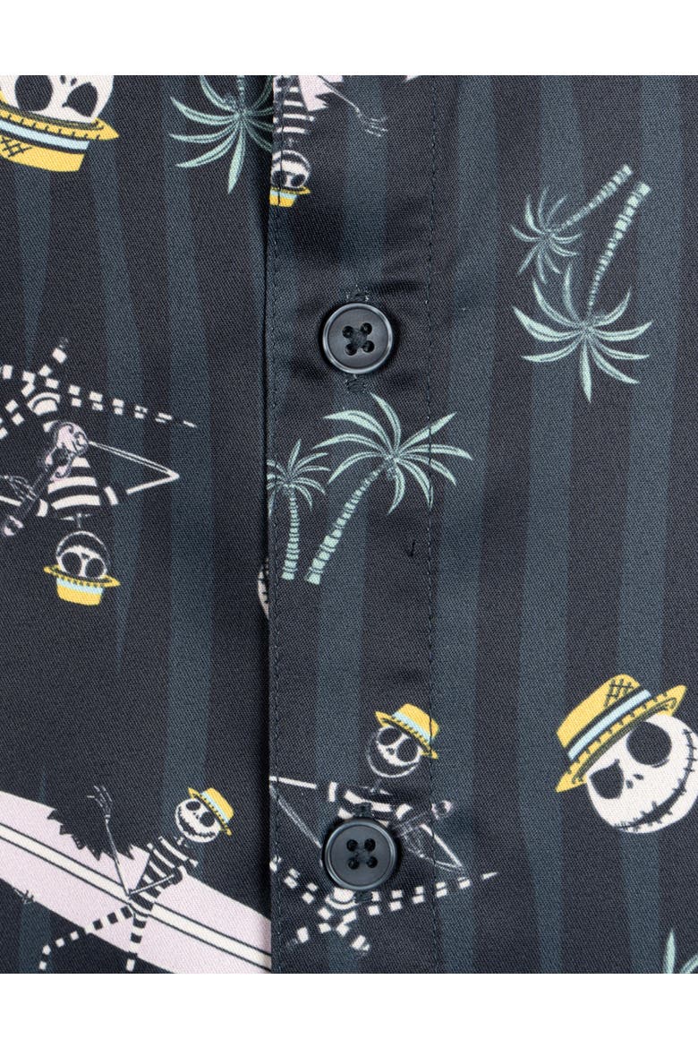 Nightmare Before Christmas Jack Skellington Short Sleeve Button-Down Shirt, Alternate, color, Grey Jack Skellington