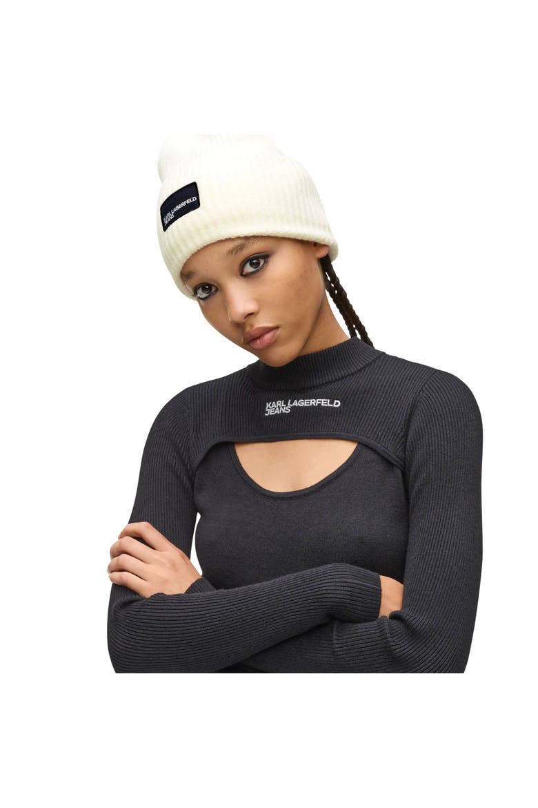 Women's Patch Long Beanie, Alternate, color, Off White