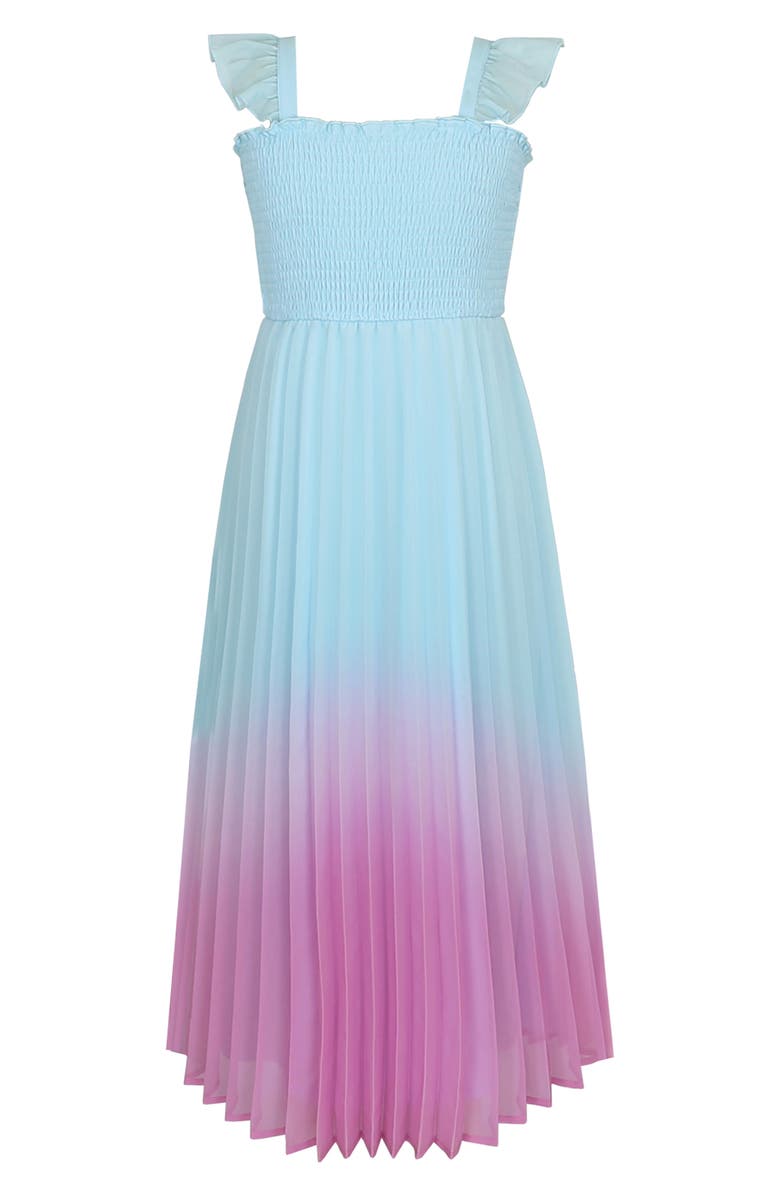 Zunie Kids' Ombré Pleated Maxi Dress, Main, color, 