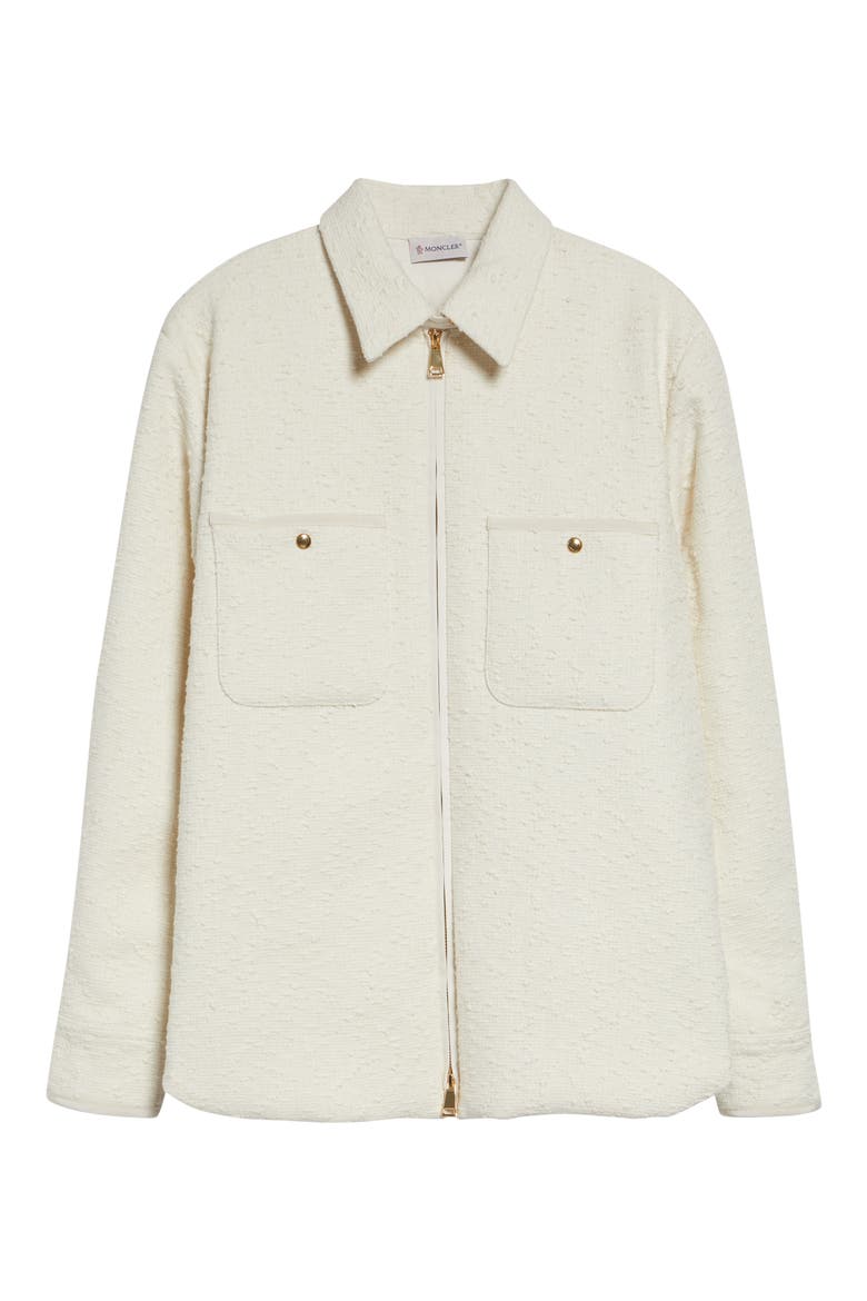 Cotton Blend Bouclé Down Shirt Jacket, Alternate, color, WHITE