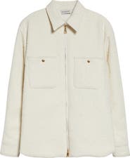Moncler Cotton Blend Bouclé Down Shirt Jacket