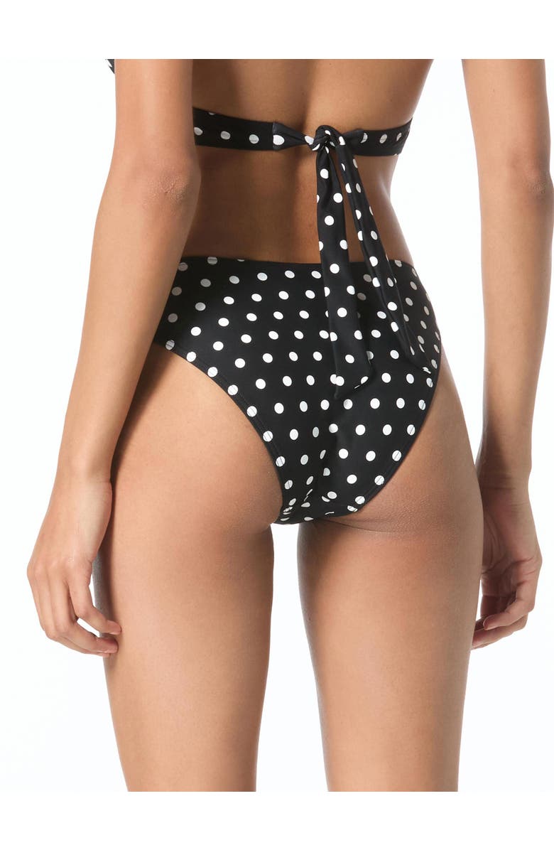 MICHAEL Michael Kors Classic Dot High Leg Bikini Bottom, Alternate, color, Black