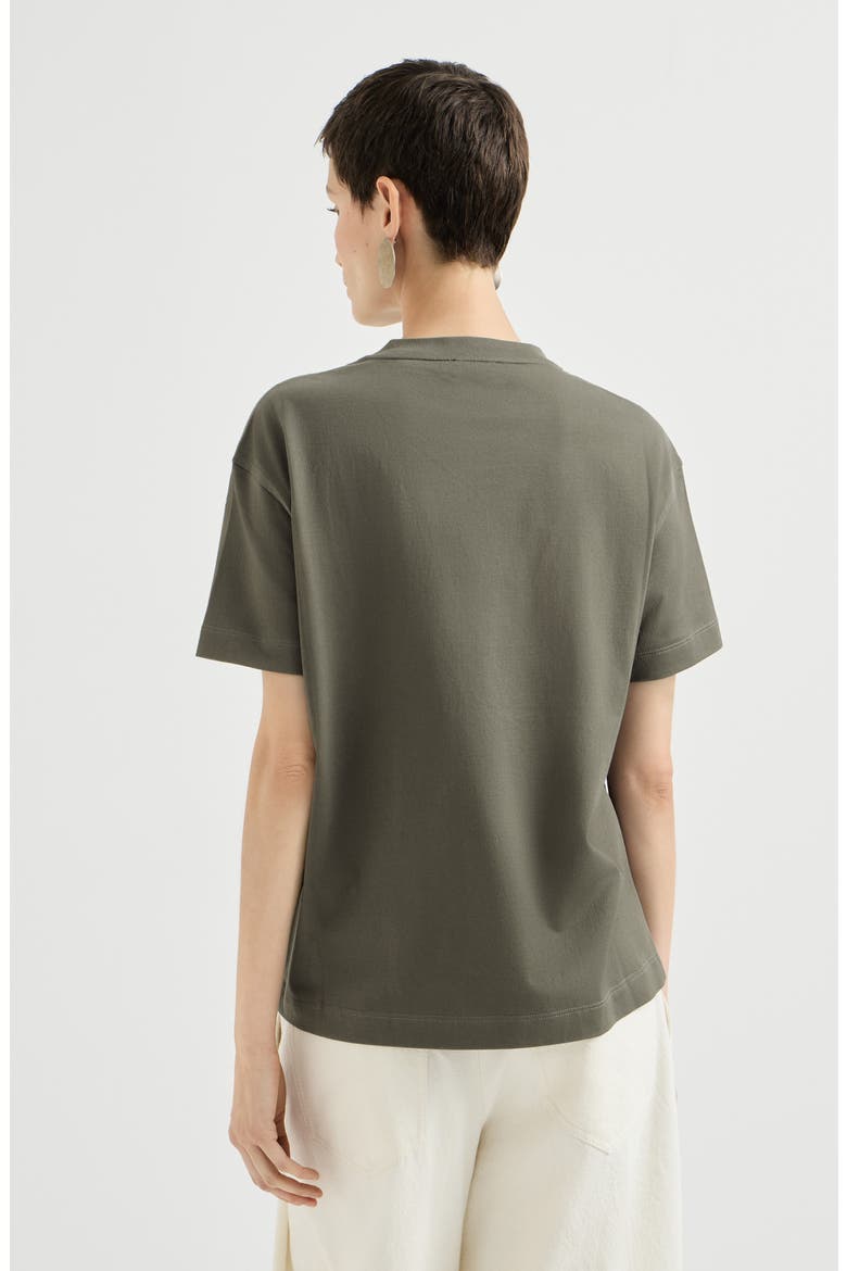 Cotton jersey T-shirt with shiny tab, Alternate, color, Origano